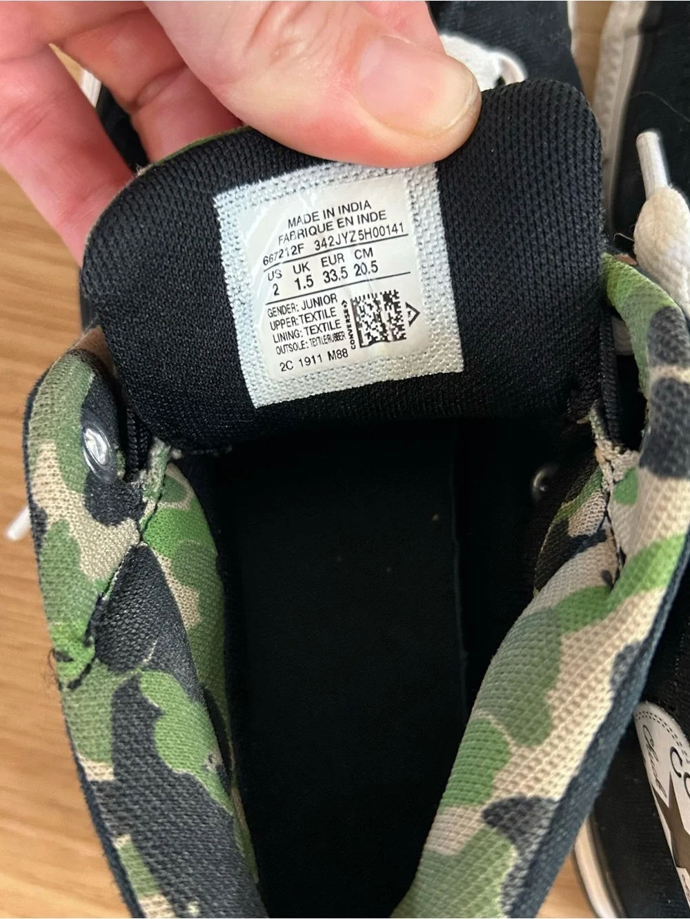 Converse Chuck Taylor All Star Street Mid Kids' sneakers camo black Size 2 - Picture 6 of 7
